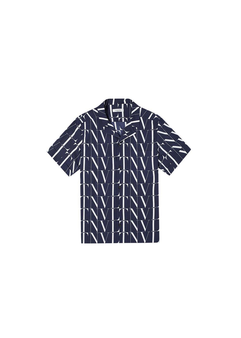 Navy & white cotton VLTN Vacation shirt