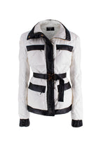 Balmain Black and White Belted Puffer Jacket