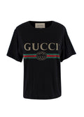 Gucci Black Washed Logo Distressed T-Shirt