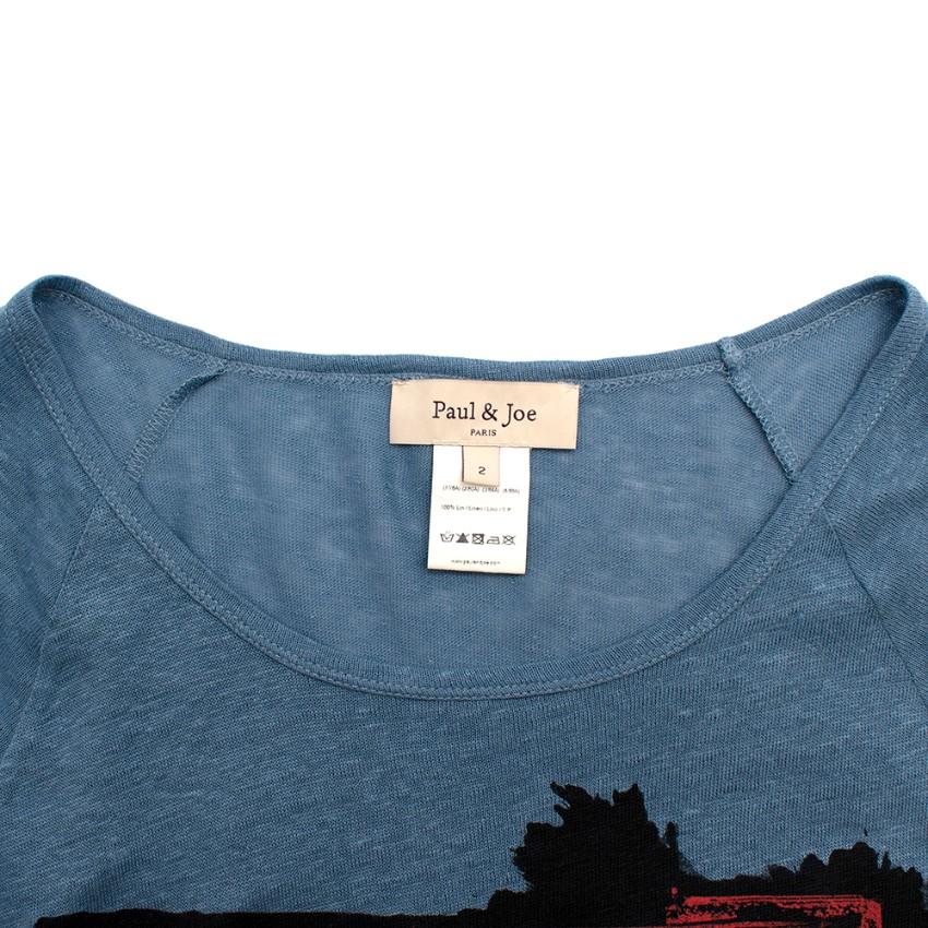 Paul & Joe Blue Elephant Print Linen Top
