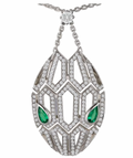 Dimaond And Emerald Serpenti Necklace