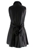 Maje Black Leather Sleeveless Belted Mini Dress