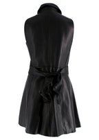 Maje Black Leather Sleeveless Belted Mini Dress