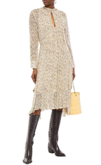 Chloe Tie-neck printed silk-georgette midi dress