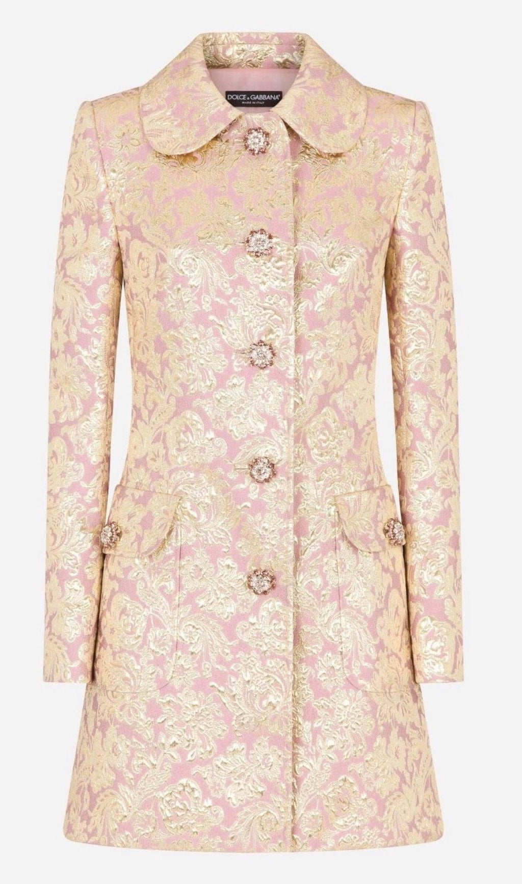 Dolce & Gabbana JGold Rose acquard Crystal Button Coat