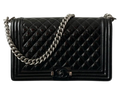 Chanel Black Patent Quilted Boy Bag