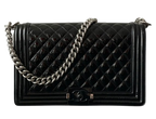 Chanel Black Patent Quilted Boy Bag