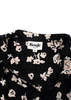 Rouje Black and Cream Floral V-Neck Dress
