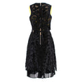 Sacai Black & Yellow Belted Floral Lace Dress