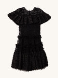 ANAIS JOURDEN black sheer shimmery ruffle tulle DRESS