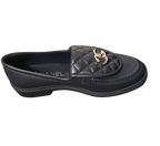 Chanel Navy Blue Leather Moccasins