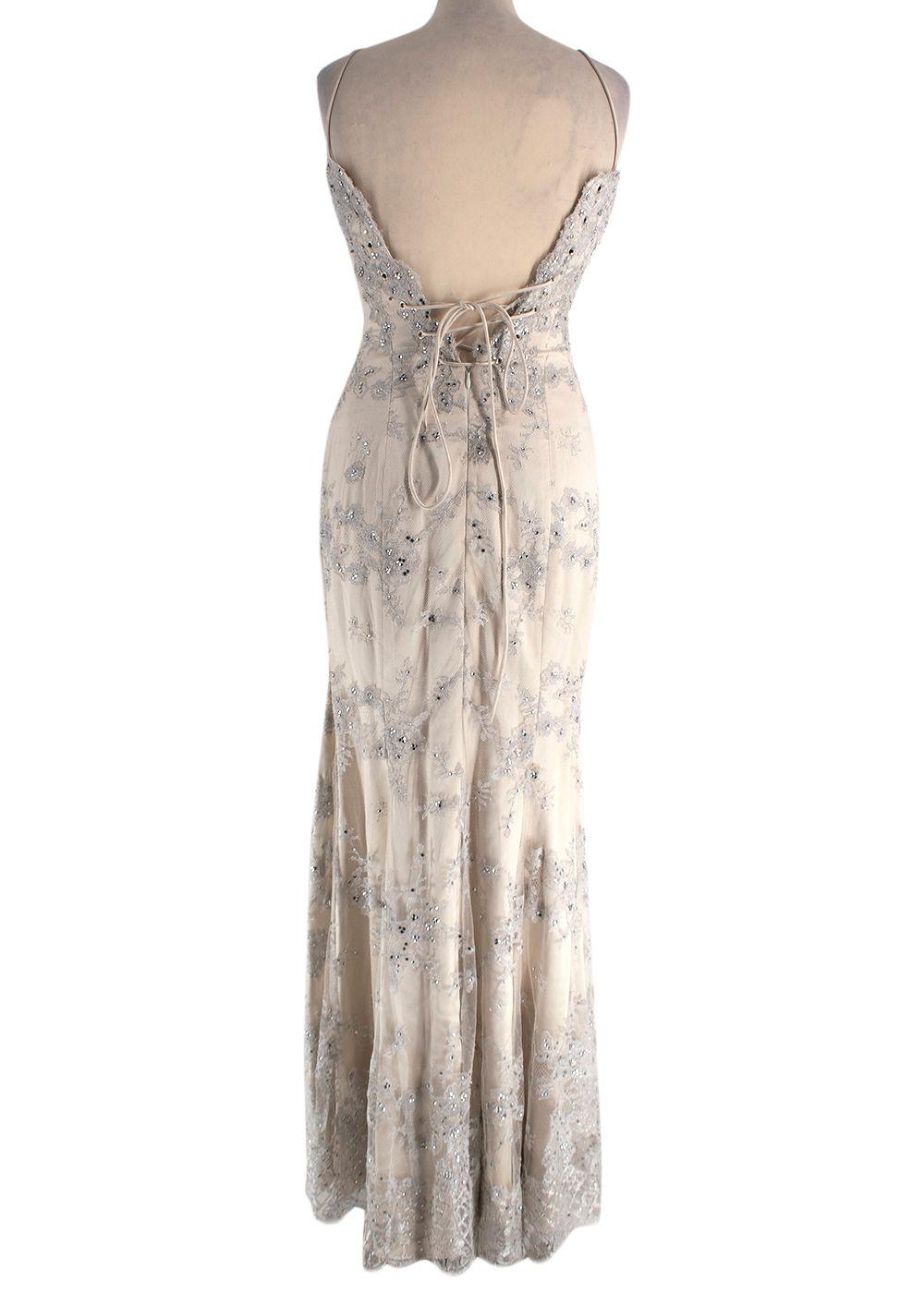 Baracci Ivory Sequin Embellished Gown