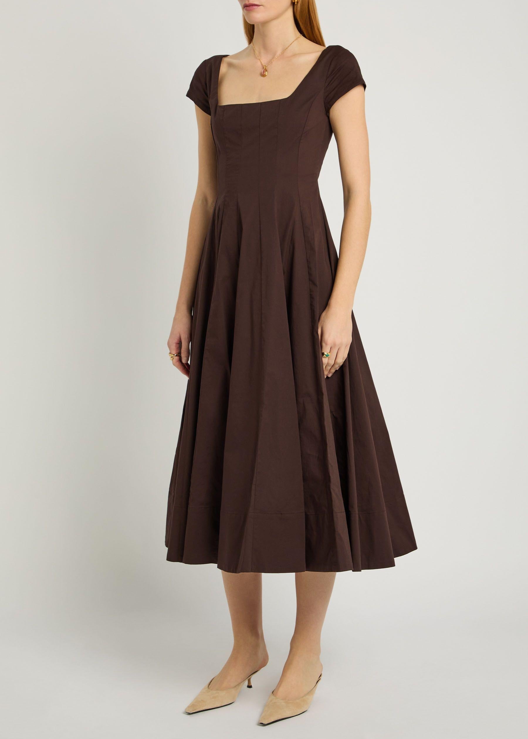 Staud Brown Wells Midi Dress