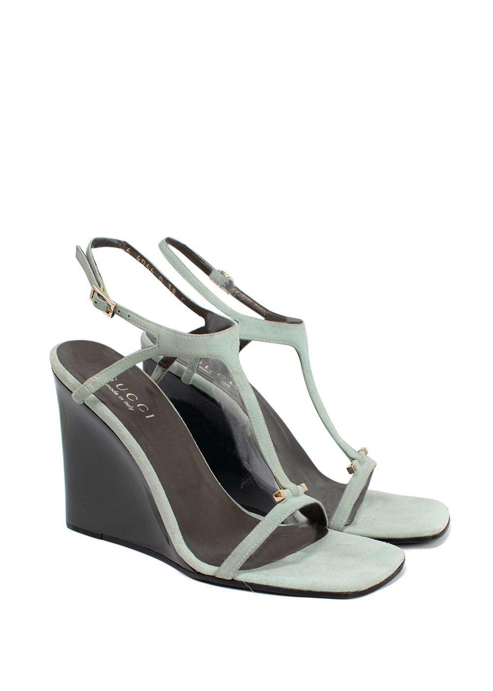 Gucci Turquoise Suede Wedges
