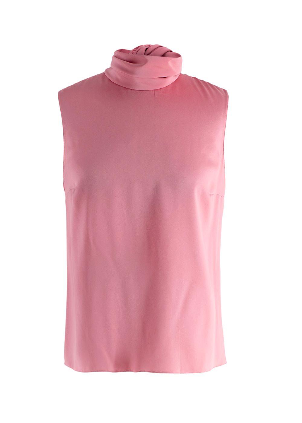 Roksanda Pink Sleeveless Silk Blouse with Neck Tie