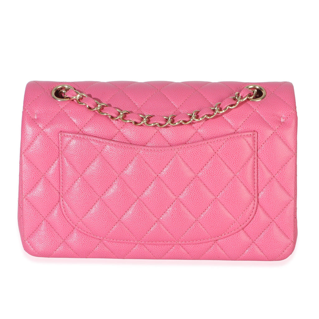 Chanel  Pink Quilted Caviar Small Classic Double Flap Handbag