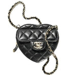 Small Black Lambskin Heart Bag