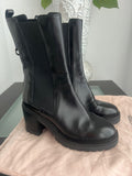 Sergio Rossi Black Round Toe Heeled Chelsea Boots