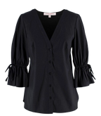 Carolina Herrera Black Poplin Blouse