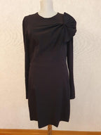 DVF Black Asymmetric Bow Detail Mini Dress
