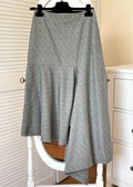 Black & White Wool Godet Midi Skirt