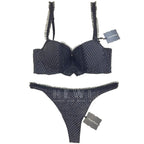 Chantal Thomass Fine Polka Dot Padded Half Cup Bra & Thong Set