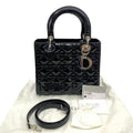 Dior Black Patent Leather Medium Lady Dior