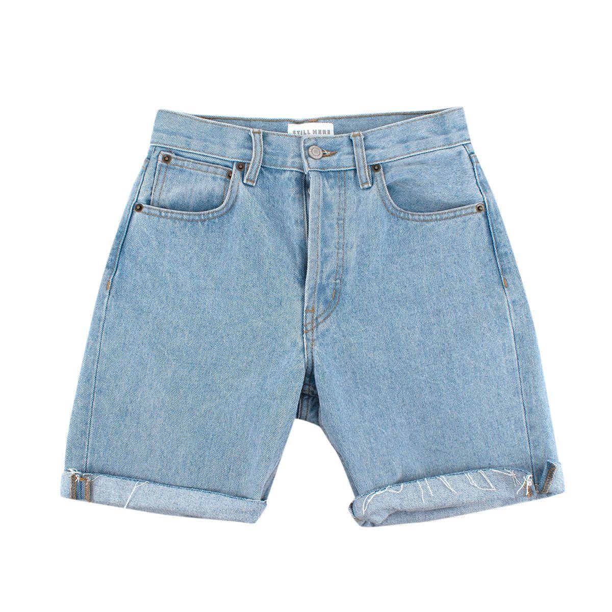 Vintage-Wash Sunset Painted Denim Shorts
