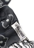 Giorgio Armani Grey Floral Print Silk- Blend Shawl