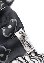 Giorgio Armani Grey Floral Print Silk- Blend Shawl