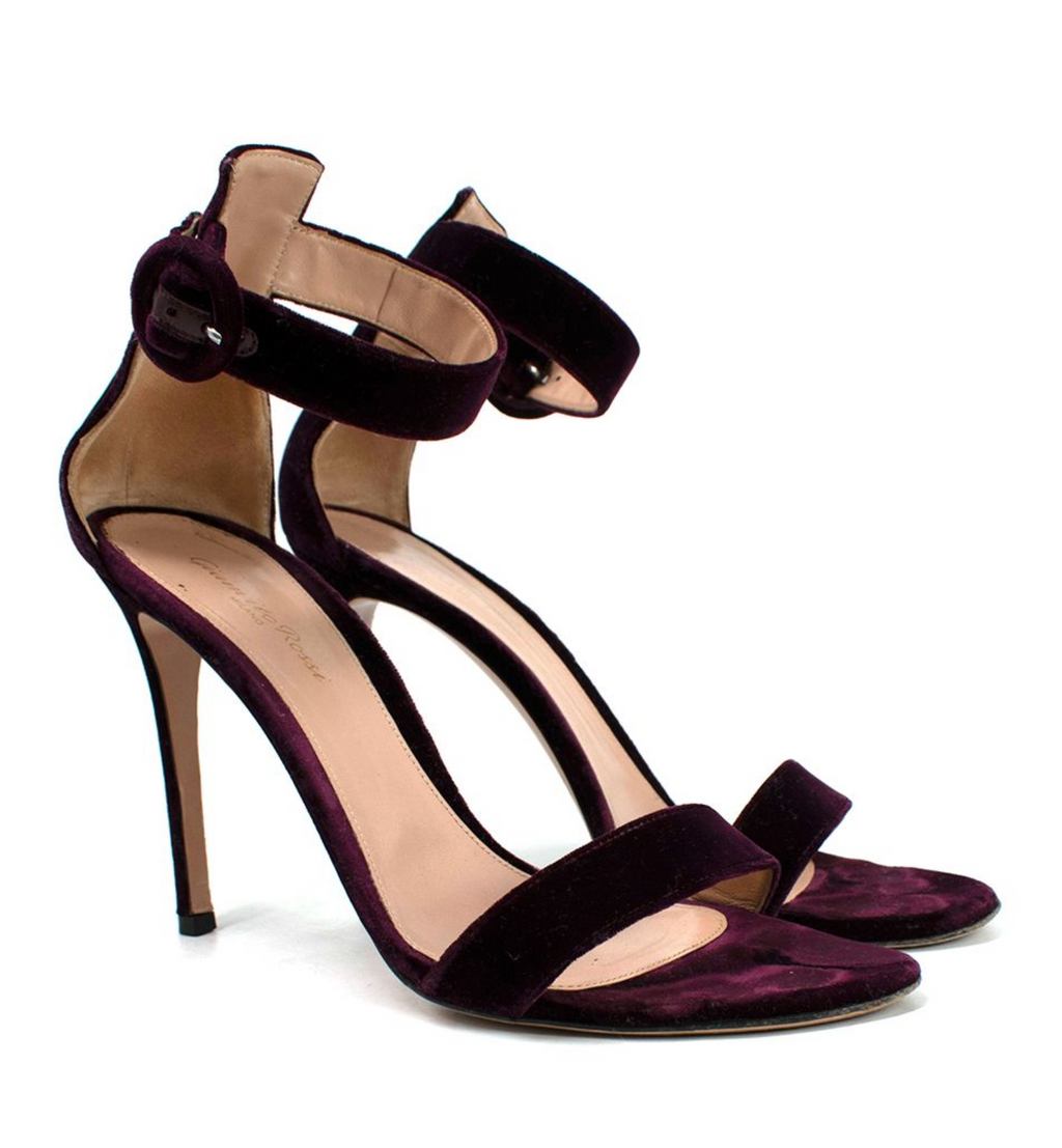 Gianvito Rossi Bordeaux Velvet Portofino Sandals