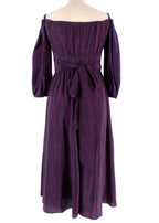Christian Dior Navy Printed Bardot Silk Dress