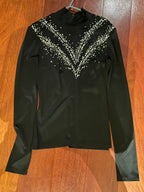 black crystal embellished high neck blouse
