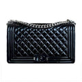 Black Patent Medium Boy Bag