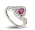 18ct White Gold Diamond & Ruby Ring - Size 52.5