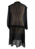 MaxMara Black Sheer Ruffled Silk Midi Dress