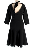 Roland Mouret Black Velvet Neck Tie Midi Dress