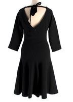 Roland Mouret Black Velvet Neck Tie Midi Dress