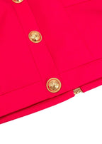 Hot Pink High Waist Grain De Poudre Wool Pencil Skirt