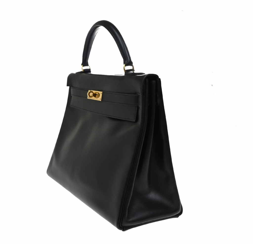 Hermes Black Kelly With Gold Hardware 32Cms