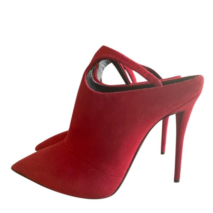 Giuseppe Zanotti Red Suede Ankle Strap Mules