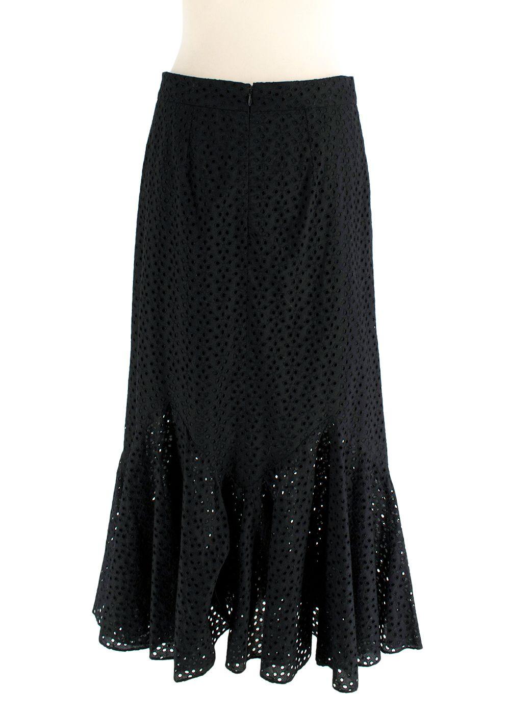 RAEY Black Broidery Anglaise Midi Skirt