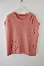 Pink Merino Wool Distressed Knit Vest