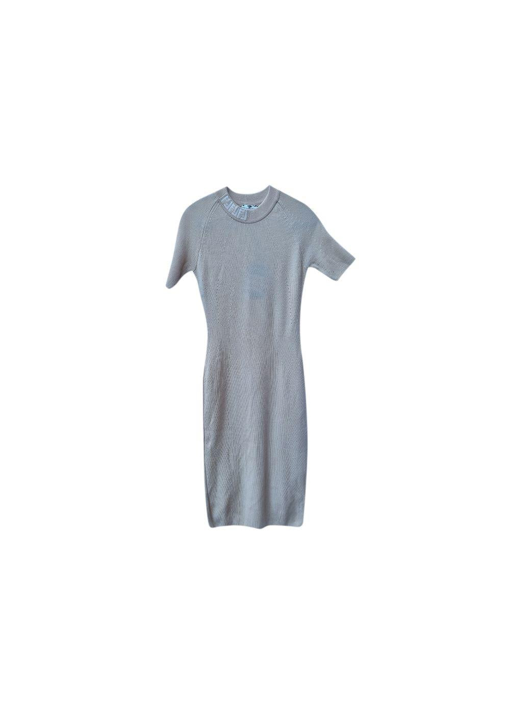 pale-beige ribbed knit dress