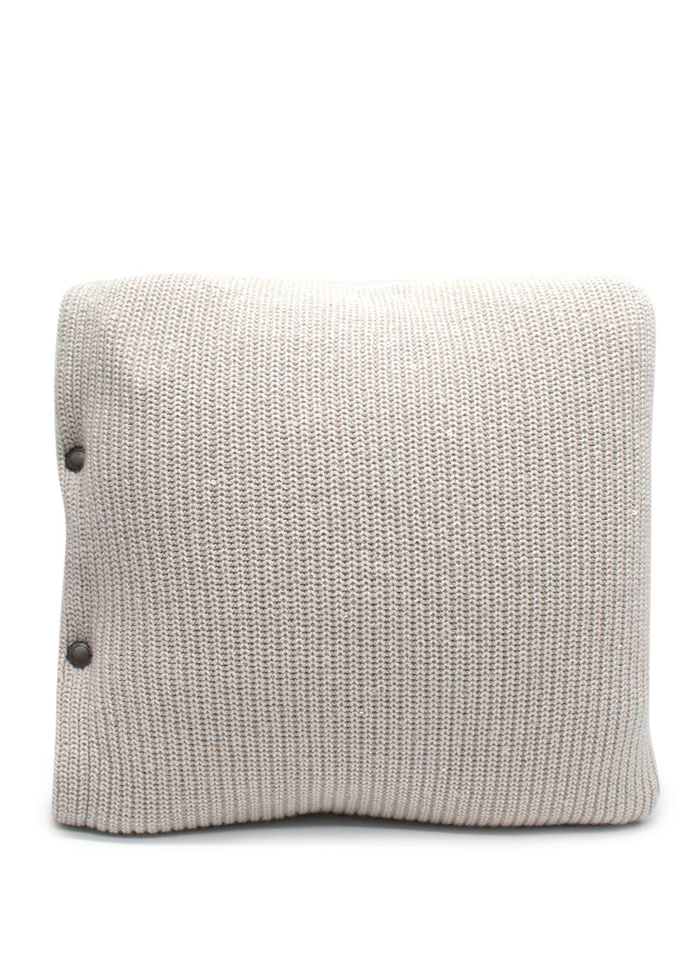 Brunello Cuccinelli Stone Cashmere-Blend Knitted Cushion, 40x40cm