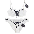 Chantal Thomass Paris Ivory Leavers Lace Half Cup Bra & Brief Set