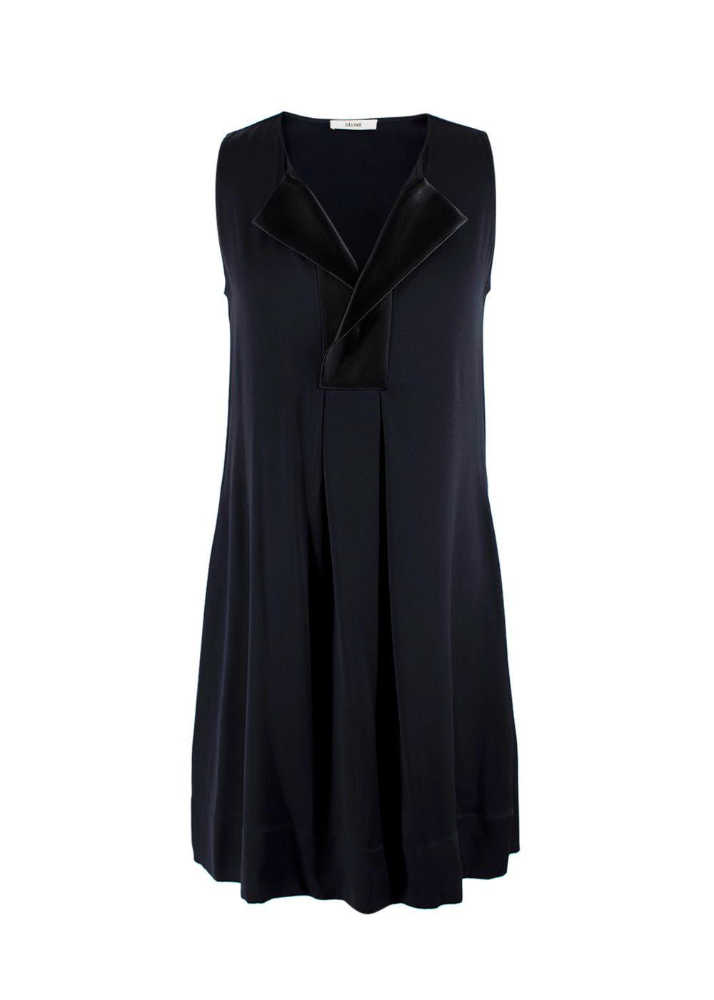 Celine Black Silk Contrast-lapel Mini Dress