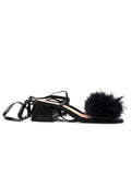 Nodaleto Black Feather Embellished Wrap Around Heels
