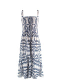Charo Ruiz Nissy Blue and White Midi Dress