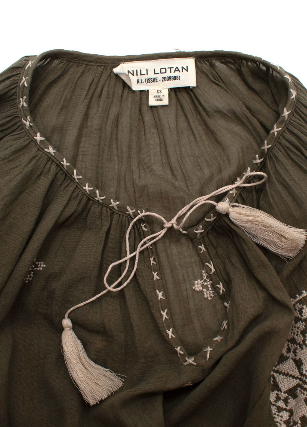 Nili Lotan Khaki Cotton Blouse
